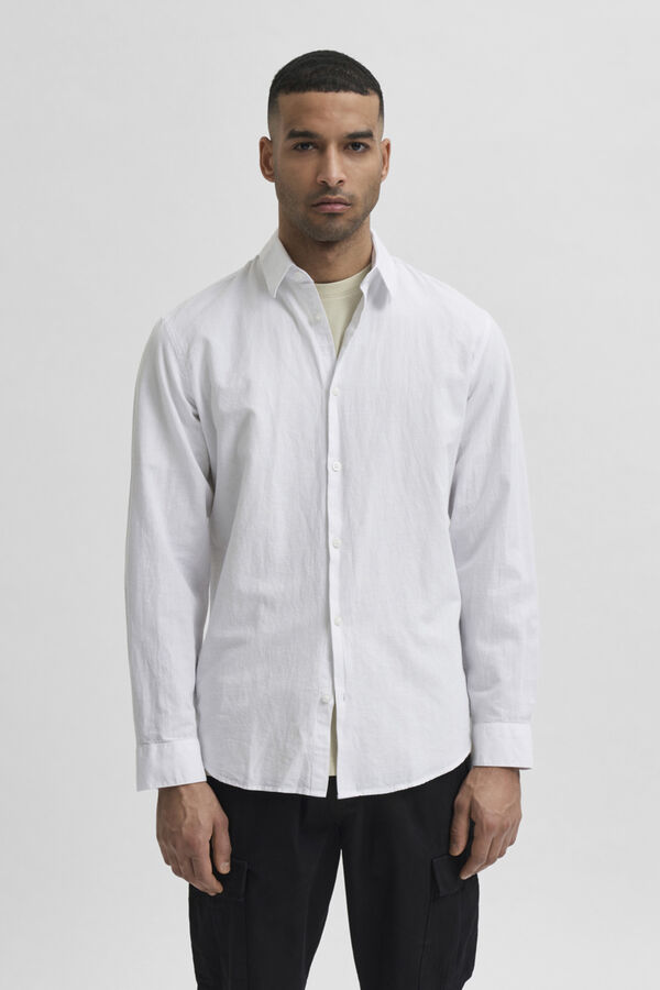 Cortefiel Camisa slim fit de algodón orgánico Blanco