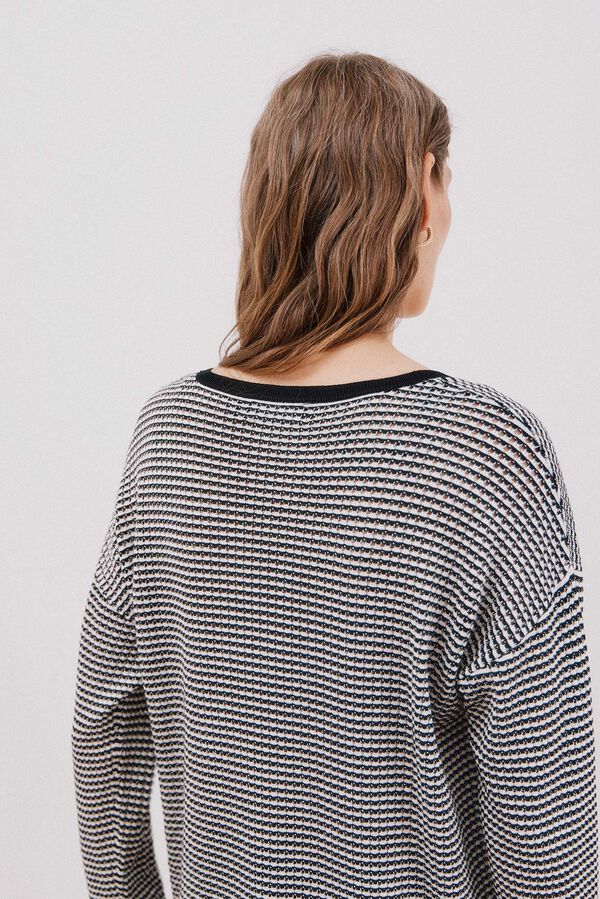 Cortefiel Jersey punto bicolor Negro