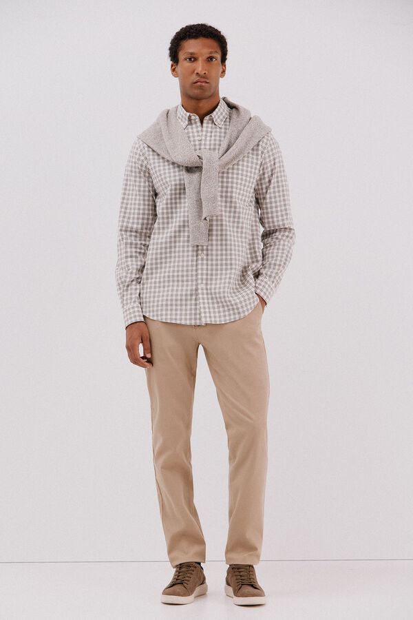 Cortefiel Camisa twill xadrez Tostado