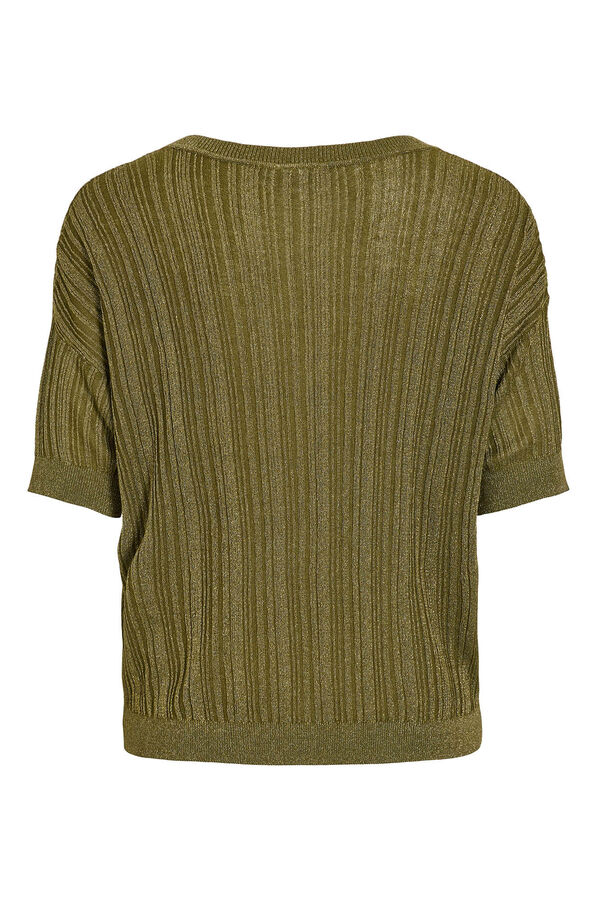 Vila Top de punto canalé con lúrex Verde oscuro