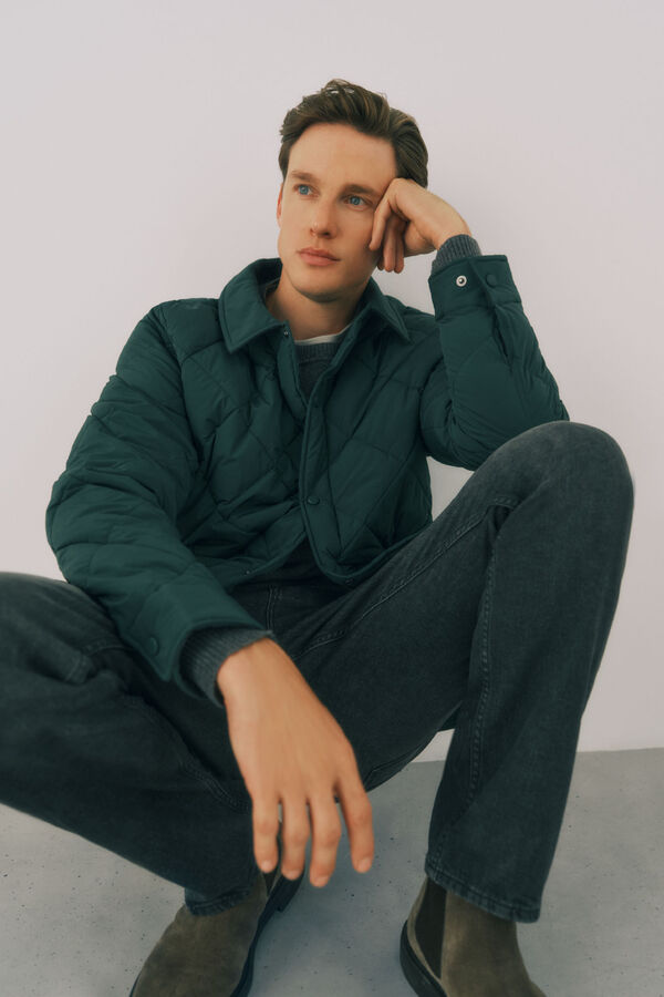 Cortefiel Sobrecamisa acolchoada Verde