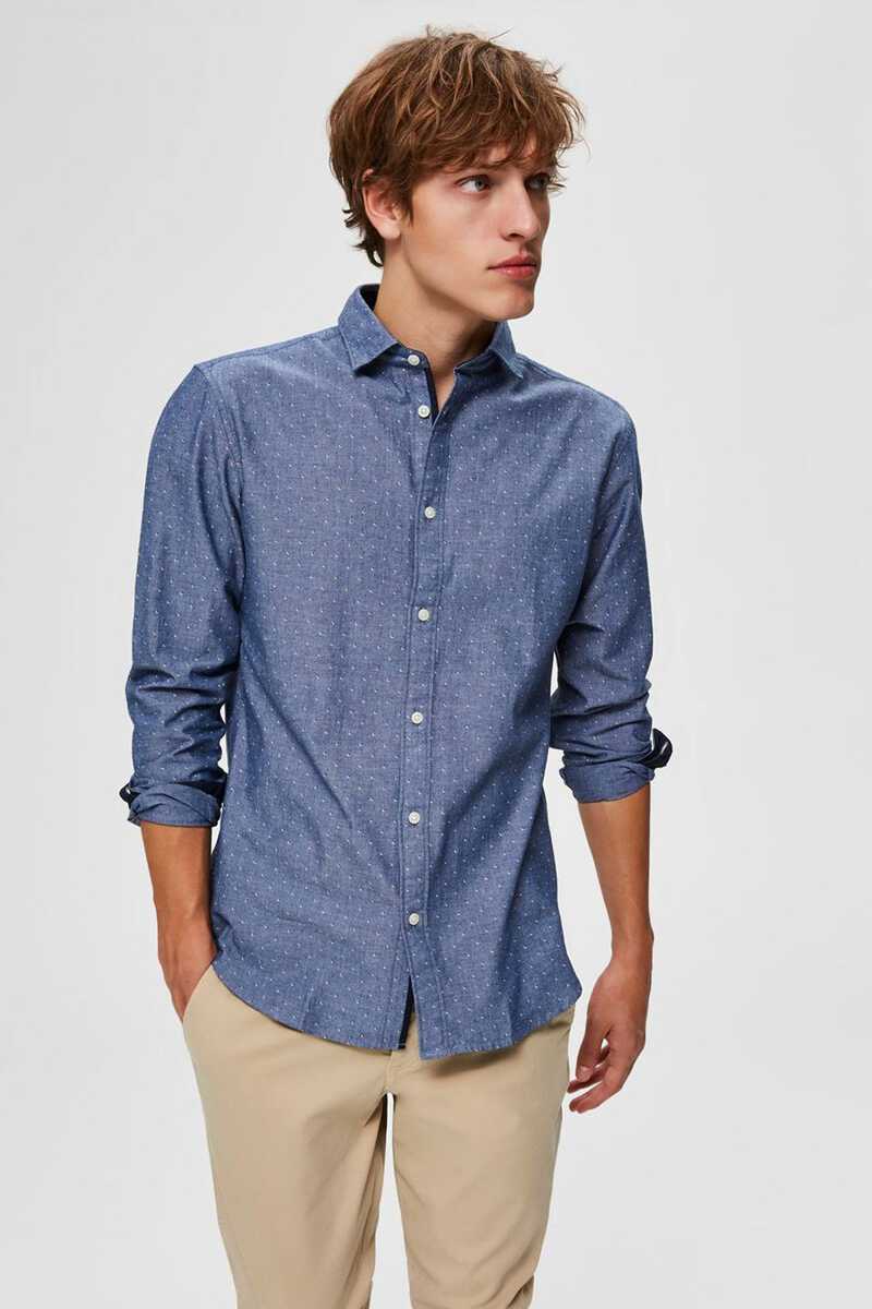 Cortefiel Camisa lisa tejido sostenible Azul oscuro