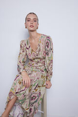 Slowlove Vestido estampado escote pico Multicolor