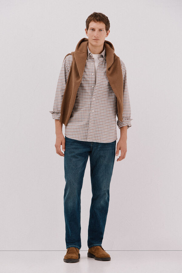 Cortefiel Camisa oxford cuadros Estampado marr&oacute;n