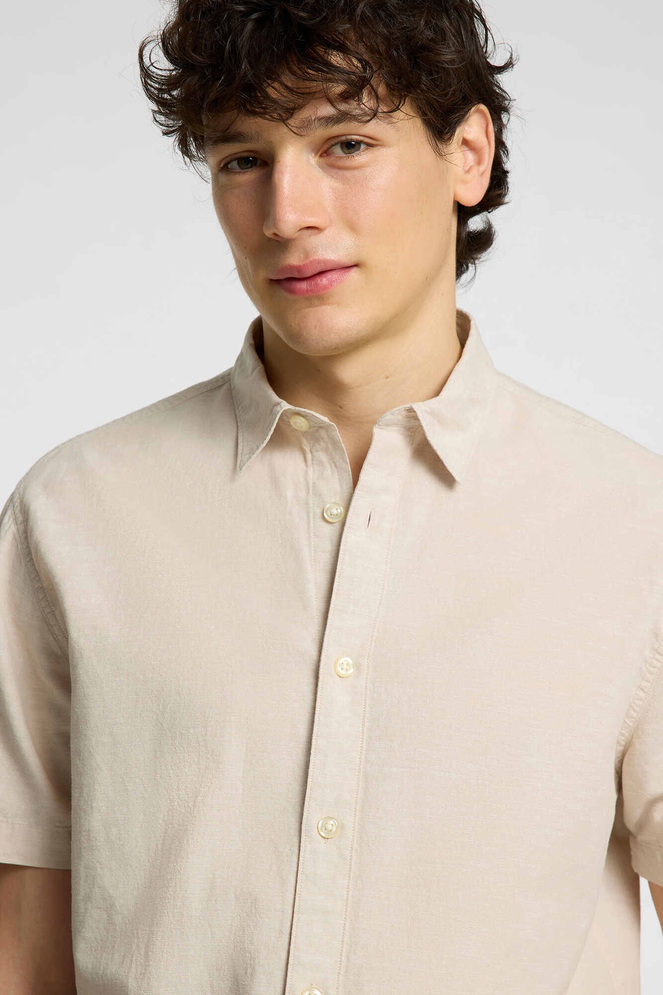 Selected Camisa de manga corta confeccionada con lino