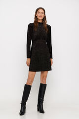 Cortefiel Vestido veludo com brilho Preto