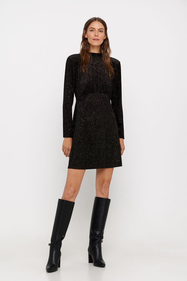 Cortefiel Vestido veludo com brilho Preto