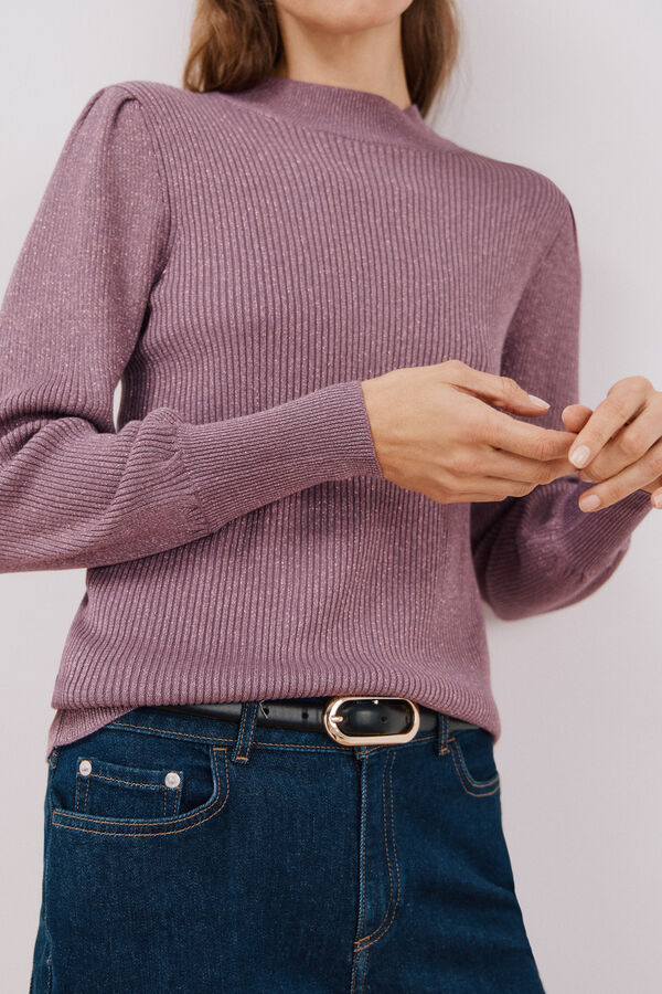 Cortefiel Su&eacute;ter de malha met&aacute;lica Roxo