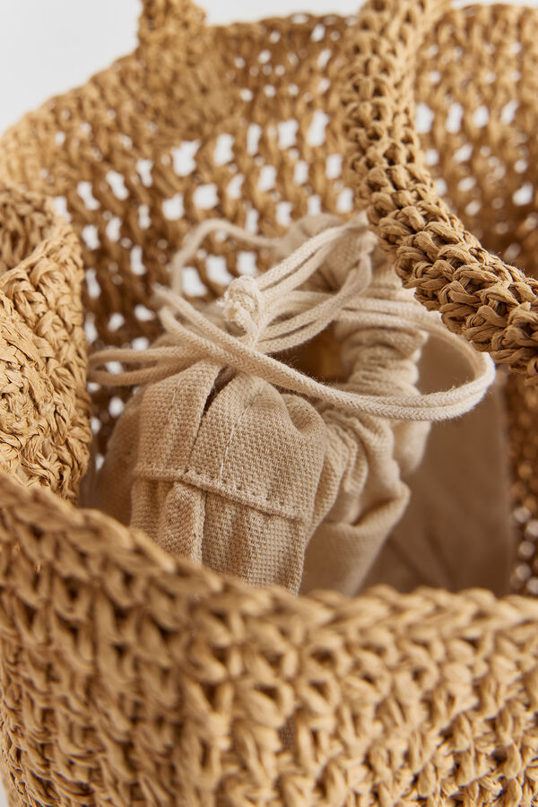 Slowlove Bolso mini de rafia Camel