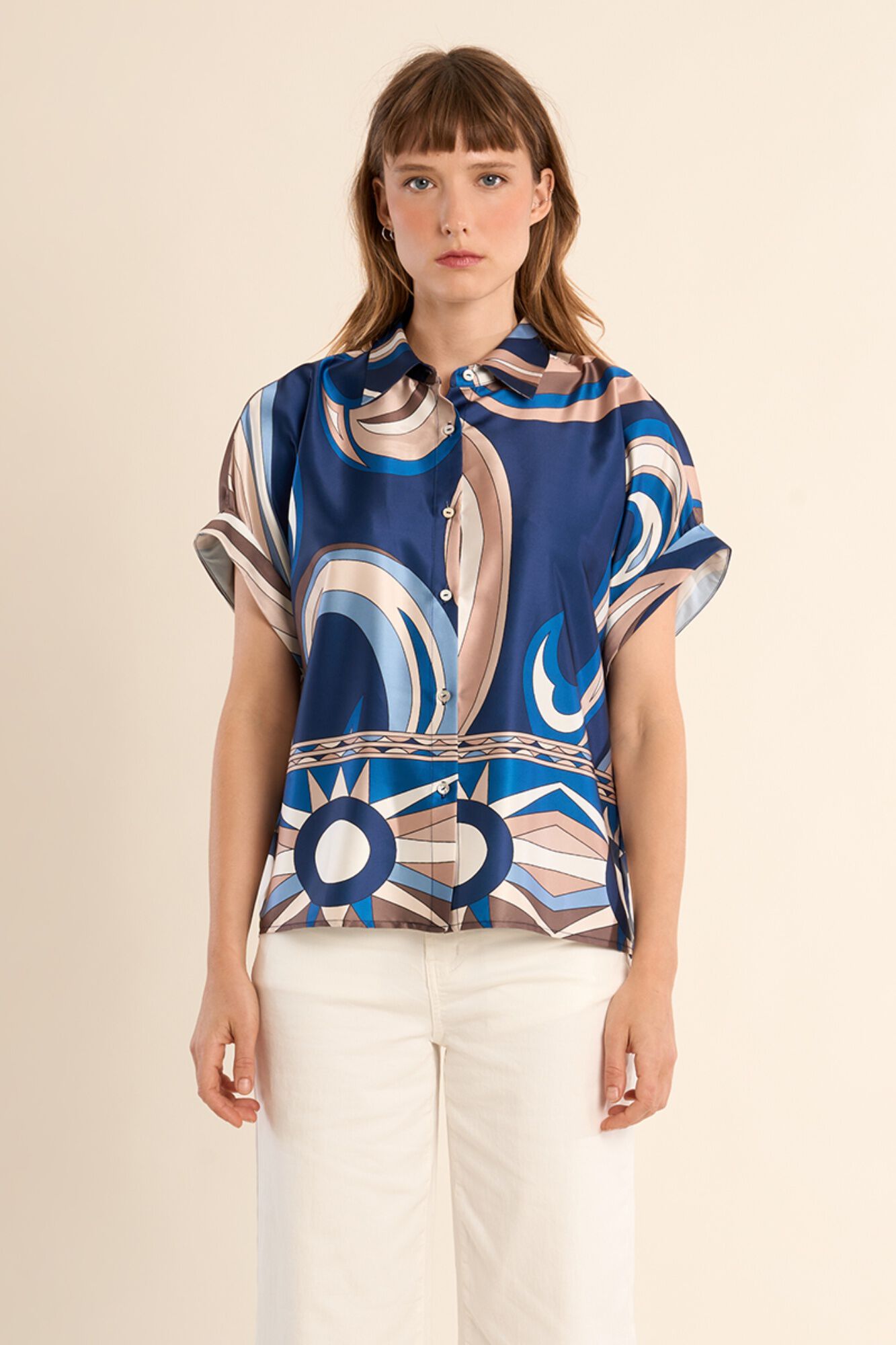 Molly Bracken Camisa de mujer de manga corta con estampado