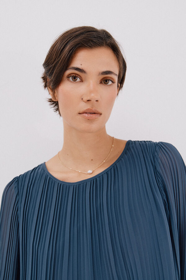 Cortefiel Blusa plisada Azul oscuro