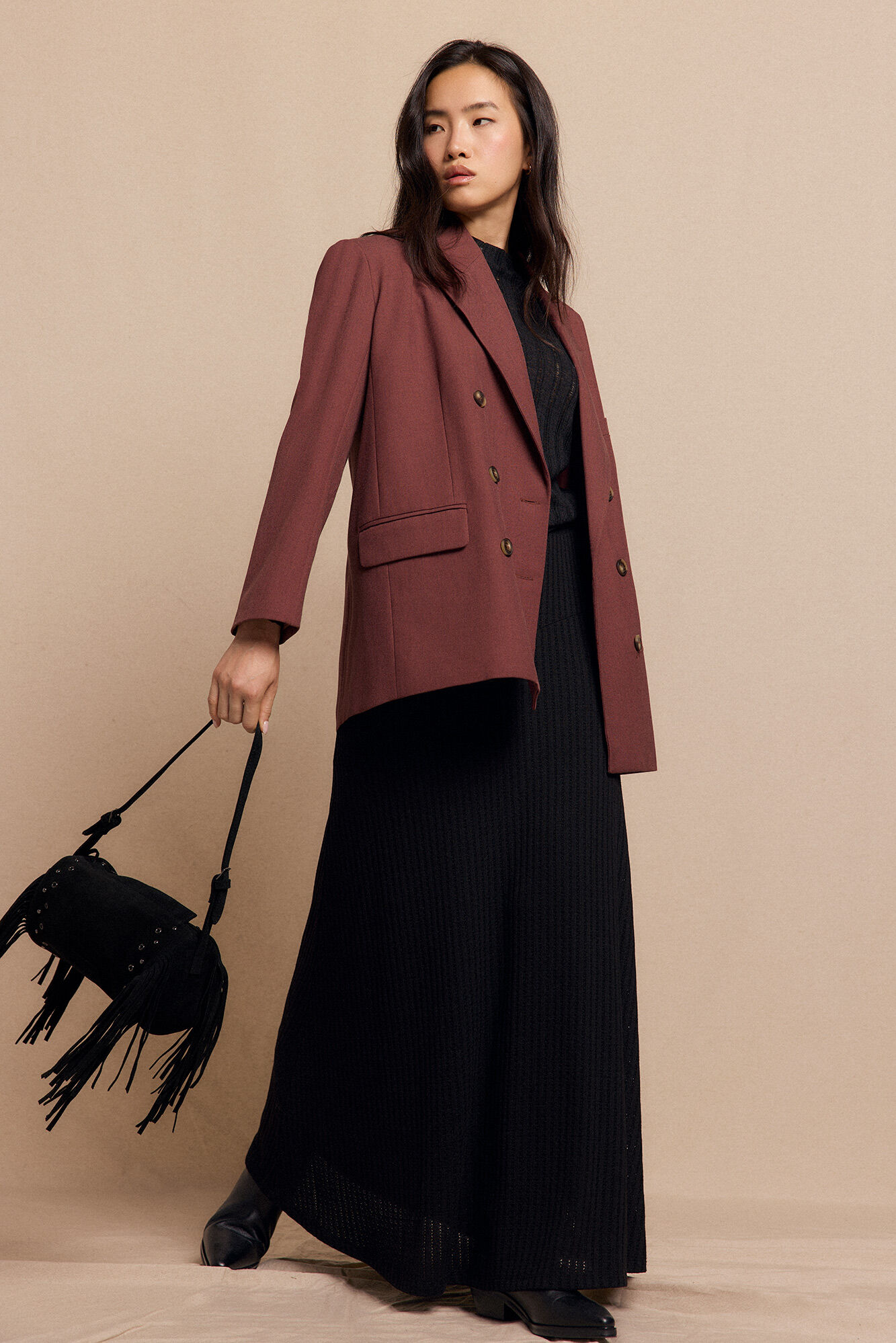 Slowlove Bolsa de barril com franjas