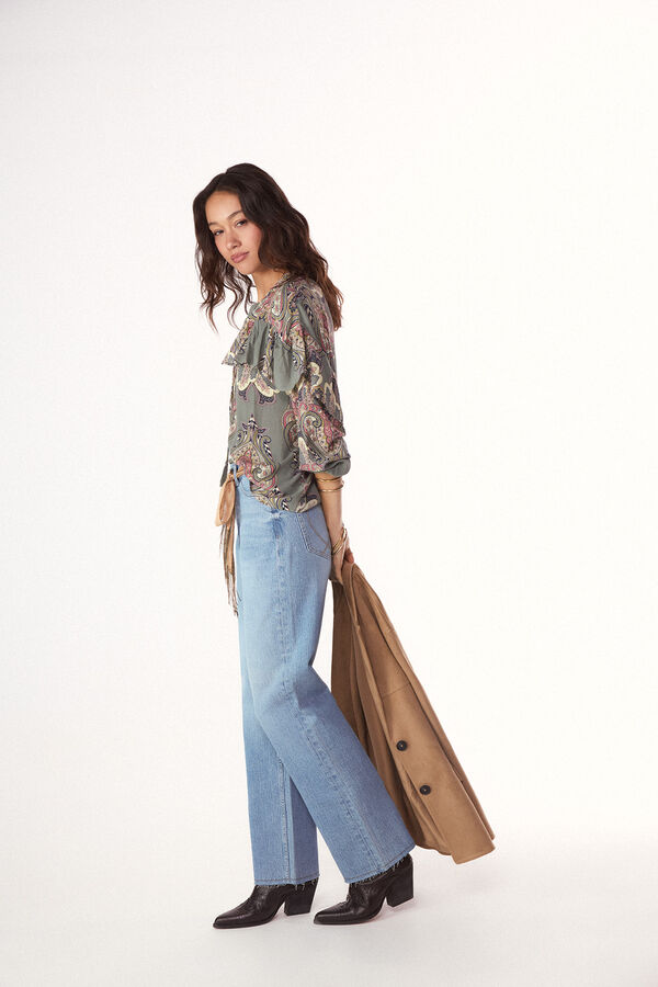 Slowlove Blusa estampada com folho Azul
