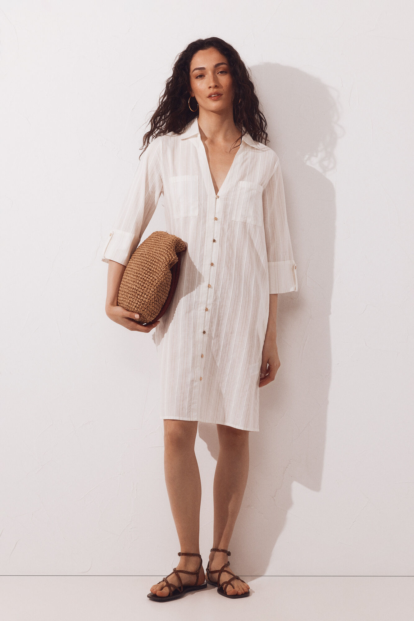 Cortefiel Caftan tipo camisa em lurex