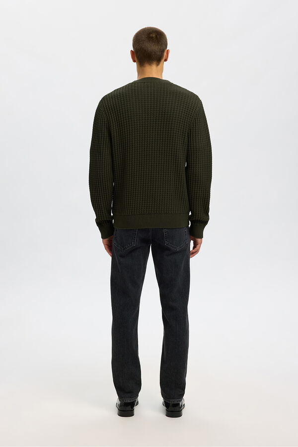 Selected C&aacute;rdigan cuello en pico 100% algod&oacute;n org&aacute;nico Verde oscuro