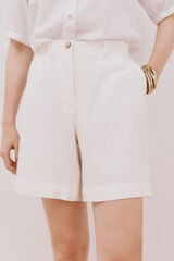 Cortefiel Bermuda de lino Blanco