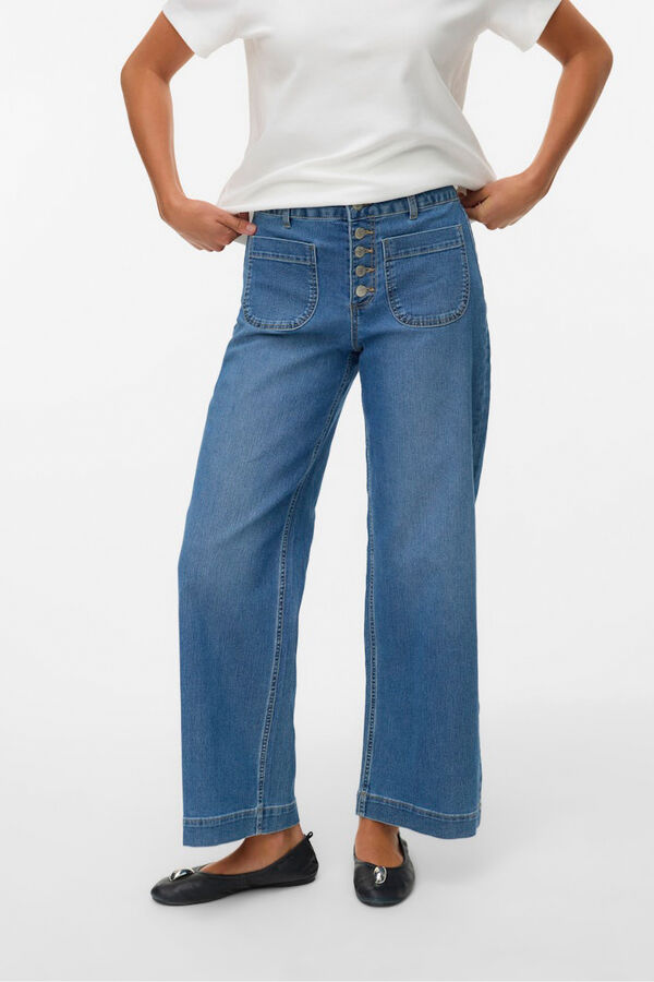 Vero Moda Vaqueros rectos bolsillos frontales Azul