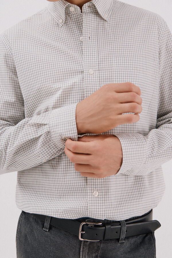 Cortefiel Camisa cuadros popel&iacute;n Gris