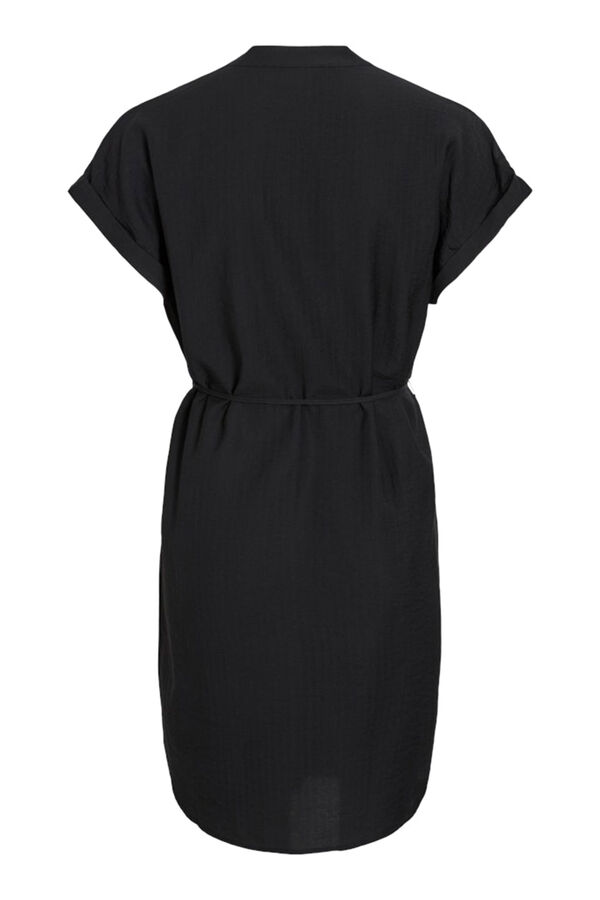 Vila Vestido curto com gola mao e viscose Preto