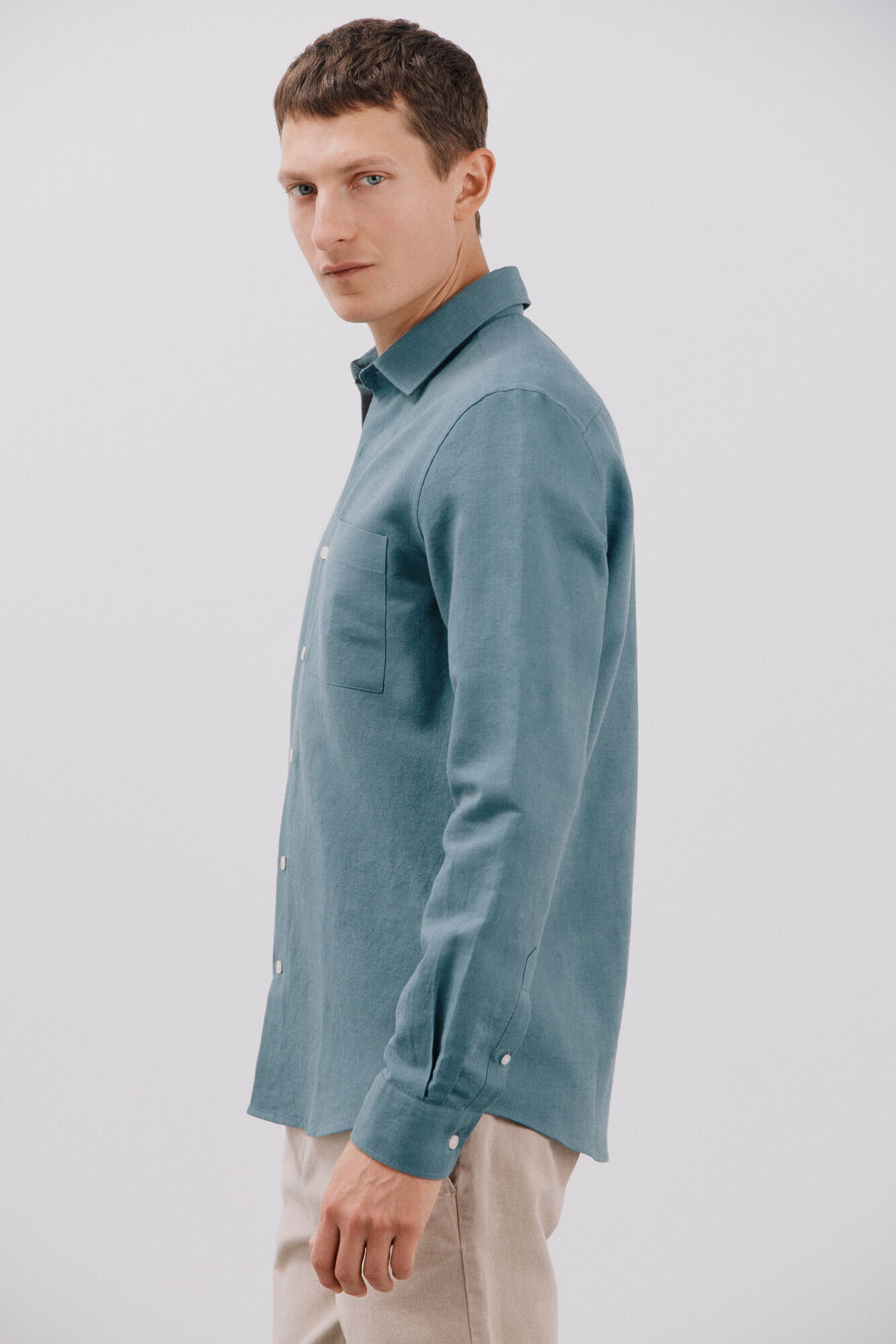 Cortefiel Camisa lino algod&oacute;n liso