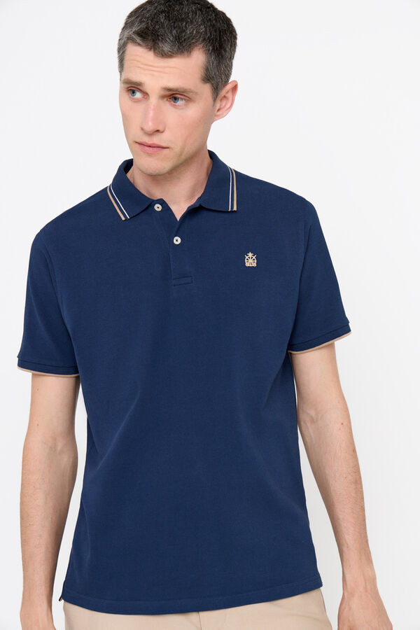 Cortefiel Polo piqu&eacute; con tips Azul marino