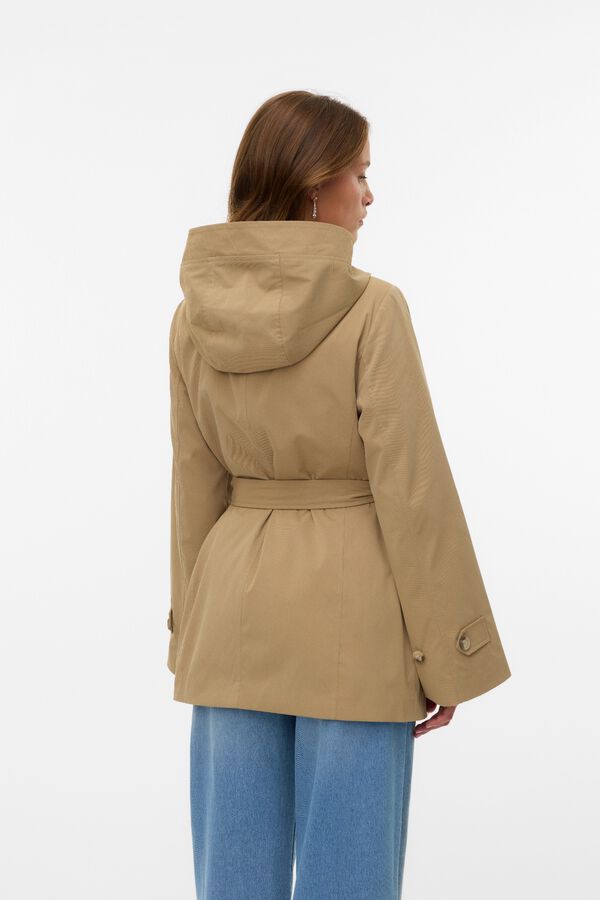 Vero Moda Gabardina midi Marr&oacute;n