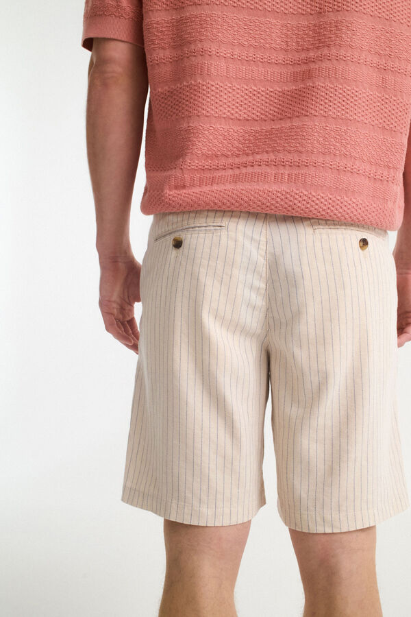 Selected Shorts calças chino estruturados de linho Cinzento