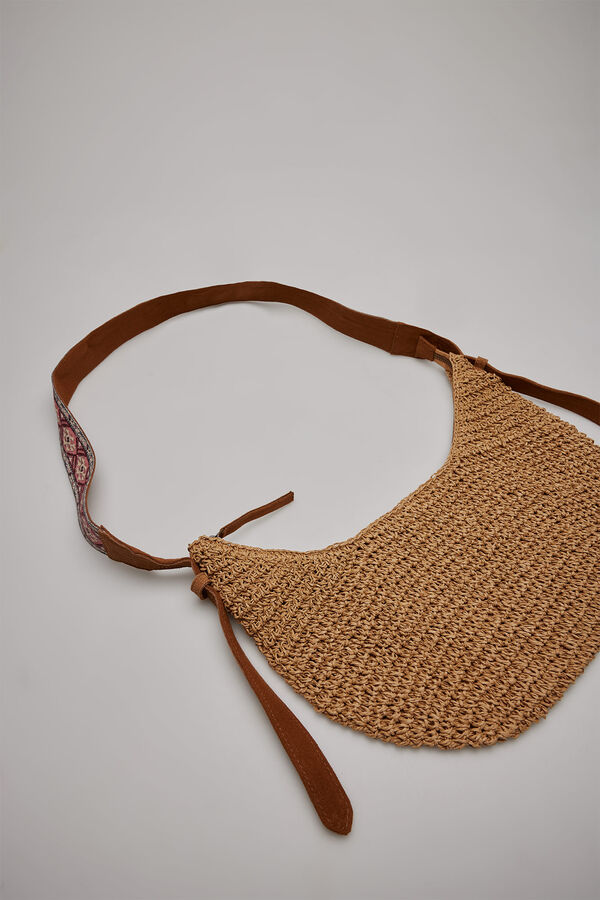 Slowlove Bolso bandolera de rafia Arena