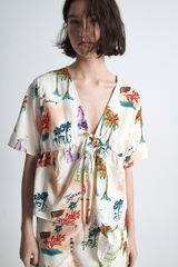 Object Top estampado com nó Cinzento