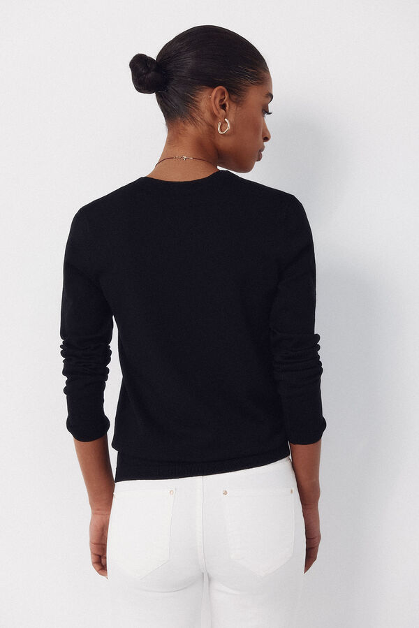 Cortefiel Camisola em malha &agrave;s riscas Preto