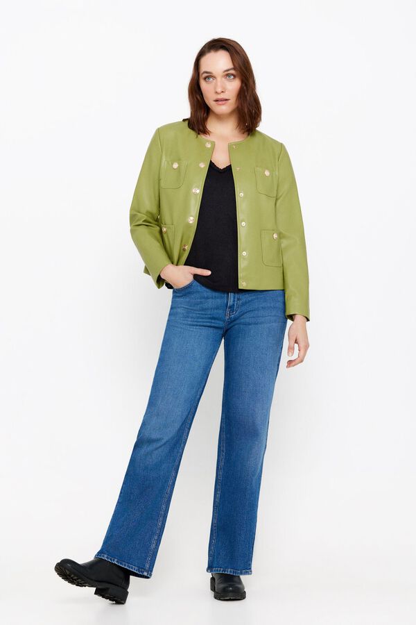 Cortefiel Chaqueta de efecto piel Verde