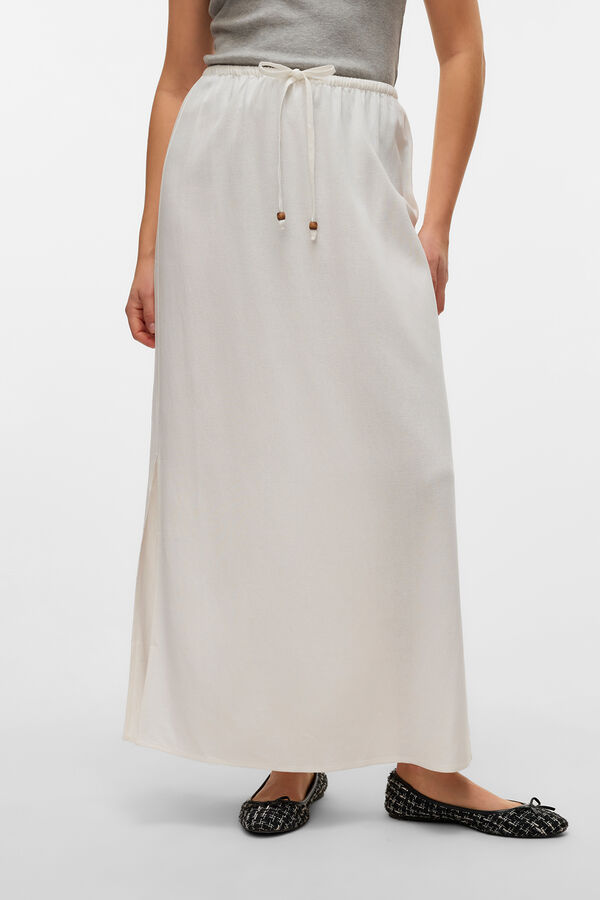 Vero Moda Falda larga fluida de lino Blanco