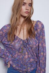 Slowlove Top de tule estampado Multicolorido