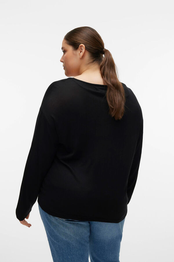 Vero Moda Curve Jersey de manga larga y cuello pico Curve Negro