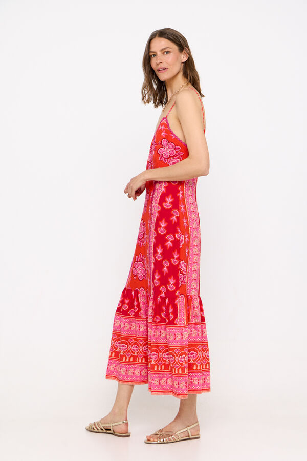 Cortefiel Vestido estampado bordado Multicolorido