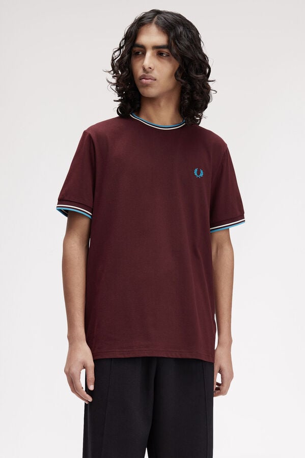 Fred Perry Camiseta de hombre de manga corta Granate