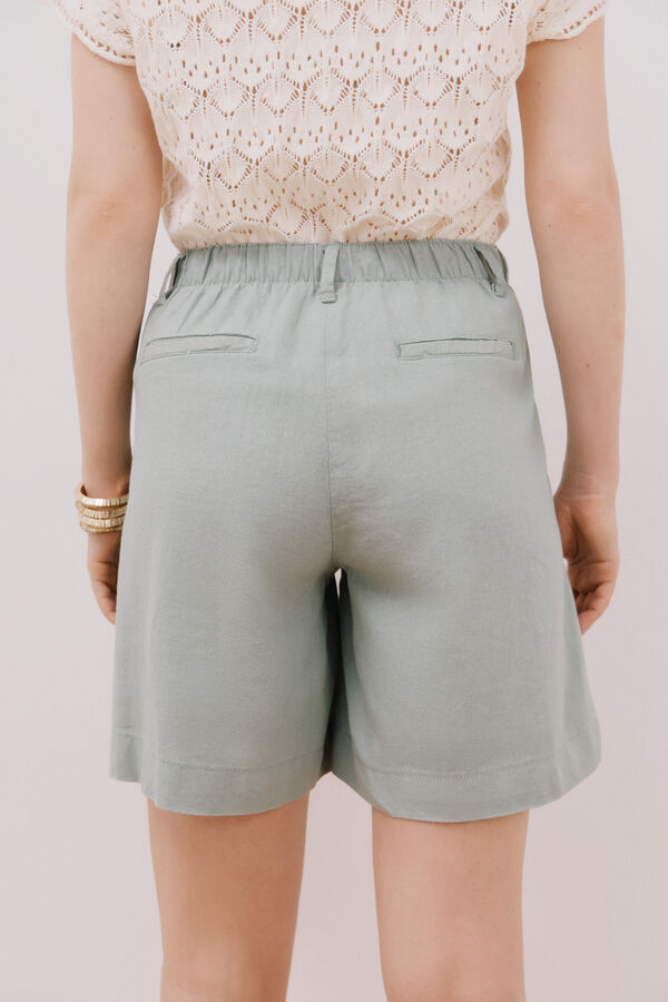 Cortefiel Bermuda de lino Kaki