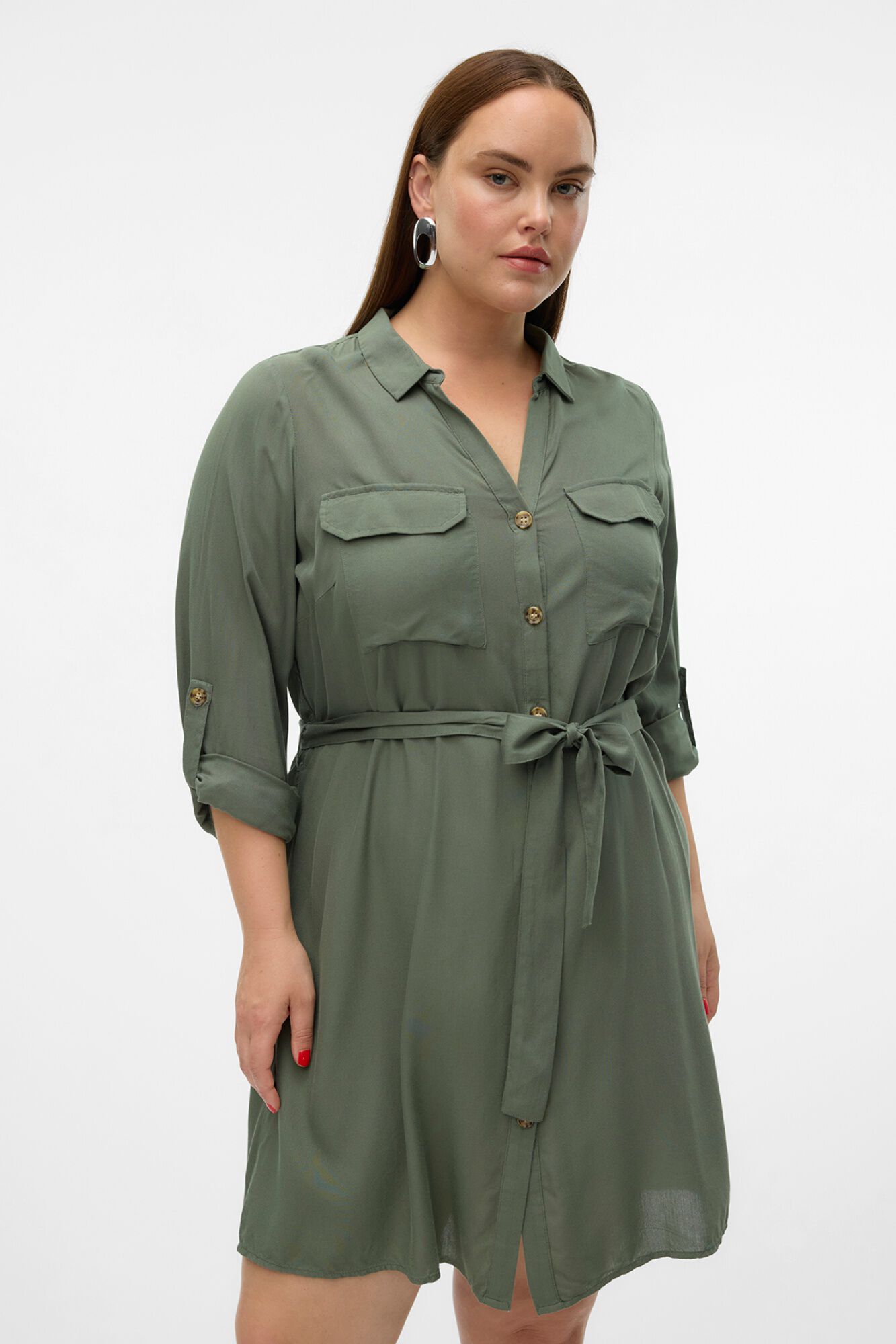 Vero Moda Curve Vestido curto camiseiro cintura subida