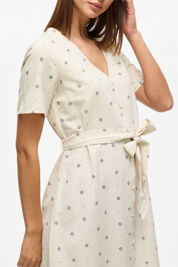 Vila Vestido midi estampado &eacute;tnico Marr&oacute;n