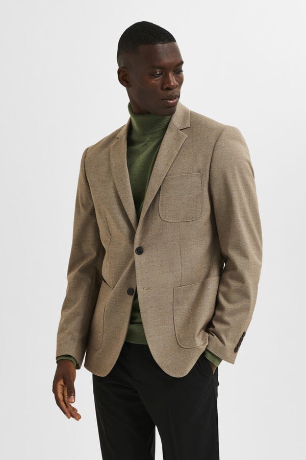 Selected Blazer slim fit elaborado com materiais reciclados Castanho