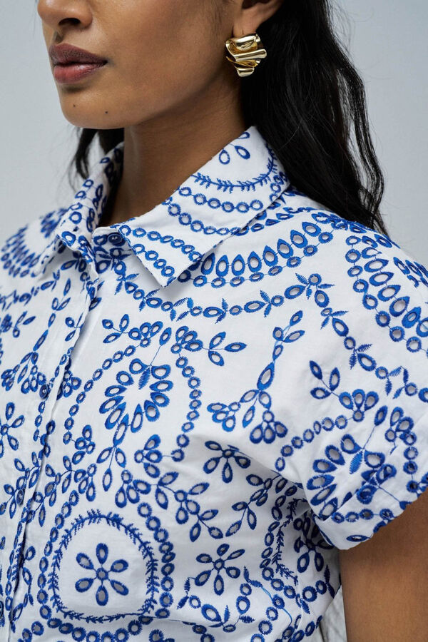 Salsa Jeans Vestido camisero en bordado ingl&eacute;s Blanco