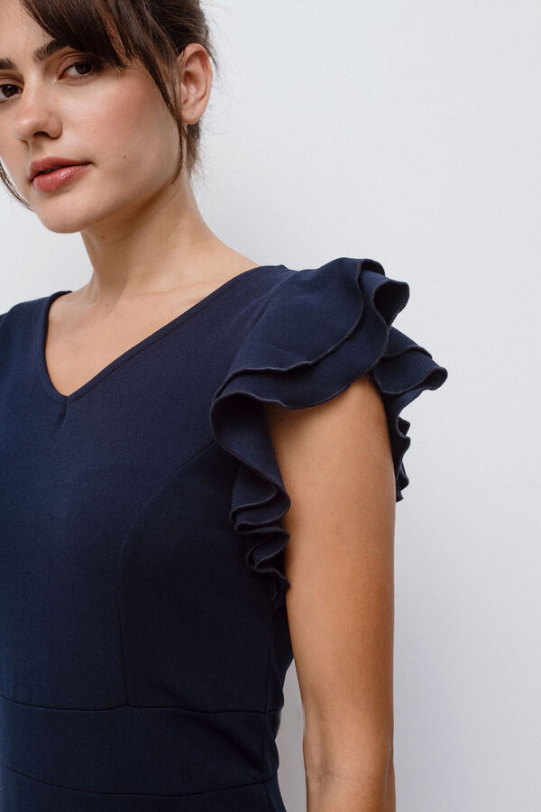 Vila Vestido corto manga volante Azul marino