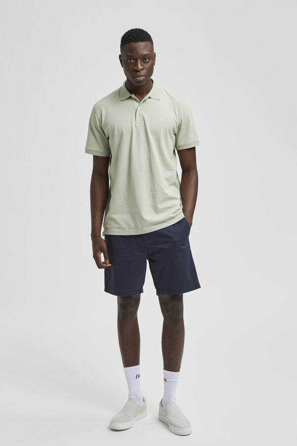 Selected Cal&ccedil;as curtas chino de algod&atilde;o org&acirc;nico. Azul