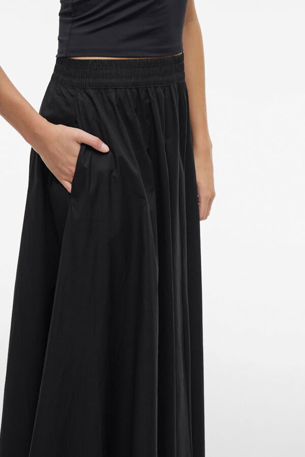 Vila Saia midi de algod&atilde;o org&acirc;nico Preto