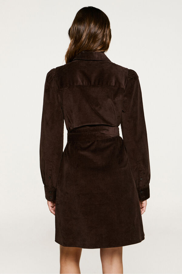 Selected Vestido micropana algod&oacute;n org&aacute;nico Marr&oacute;n oscuro