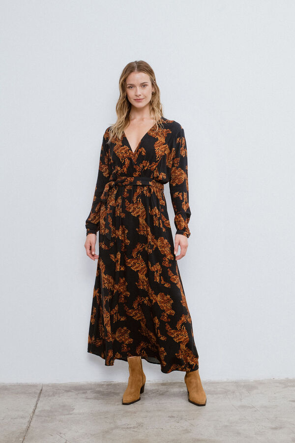 Vila Vestido largo estampado Negro