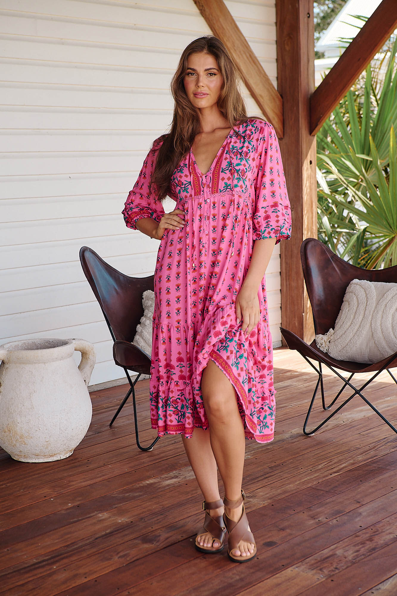 Jaase Vestido midi estampado Monday
