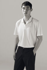 Cortefiel Camisa p&oacute;lo com gola jacquard Coolmax&reg; Branco