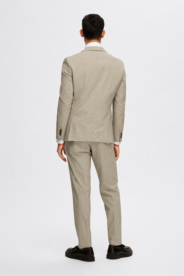 Selected Americana de cuadros Slim Fit confeccionada con materiales reciclados Beige