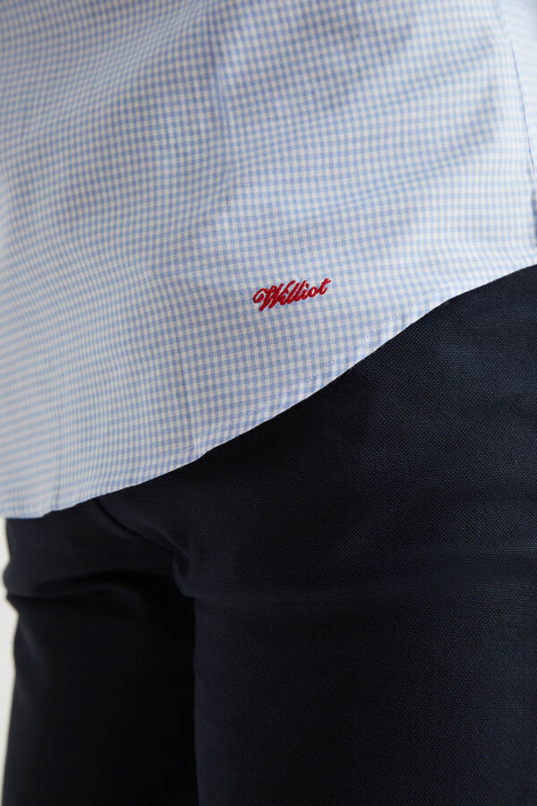 Williot Camisa Micro Vichy Slim Fit Azul